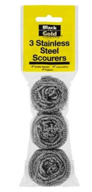 Black & Gold S/Steel Scourers 3pk