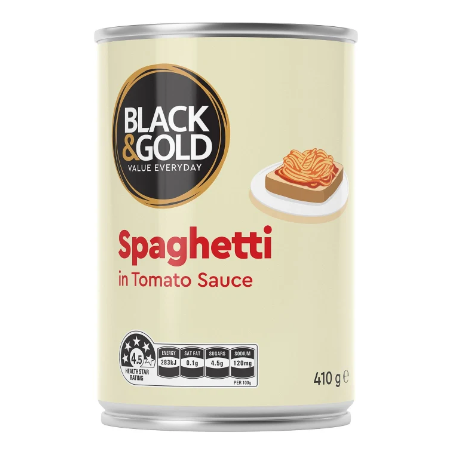 Black & Gold Spaghetti in Tomato Sauce 410g