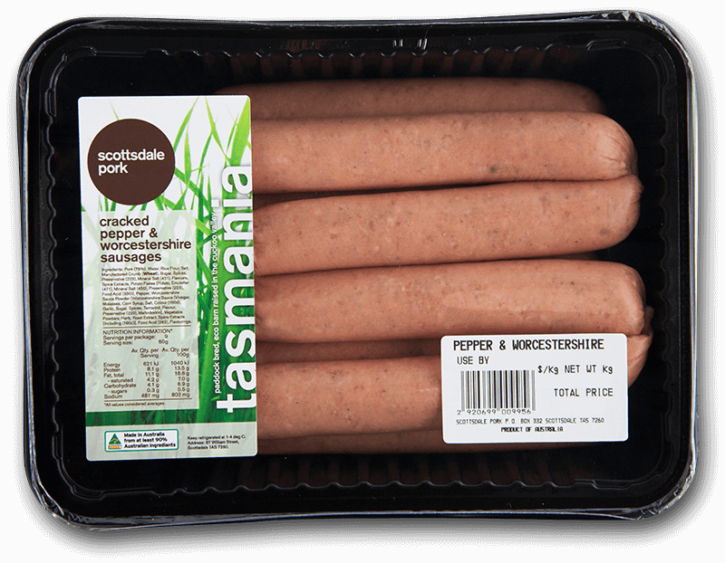 SP Worcestershire & Cracked Pepper Sausages Thin 700g