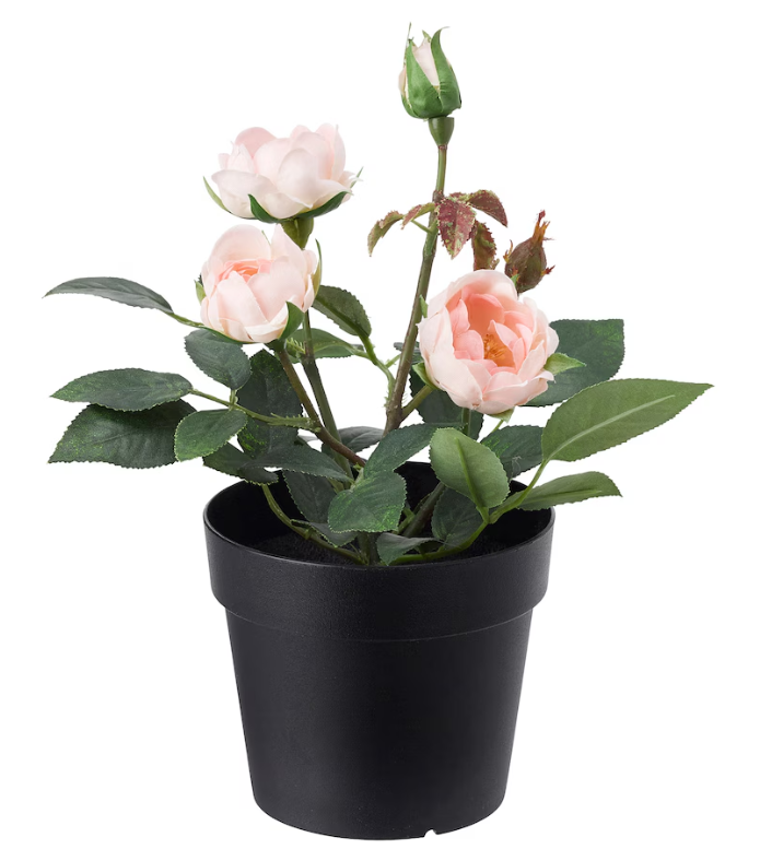 IKEA Artificial Potted Pink Rose Plant 9cm