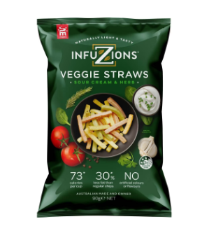 Infuzions Veggie Straws Sour Cream & Herb 90g