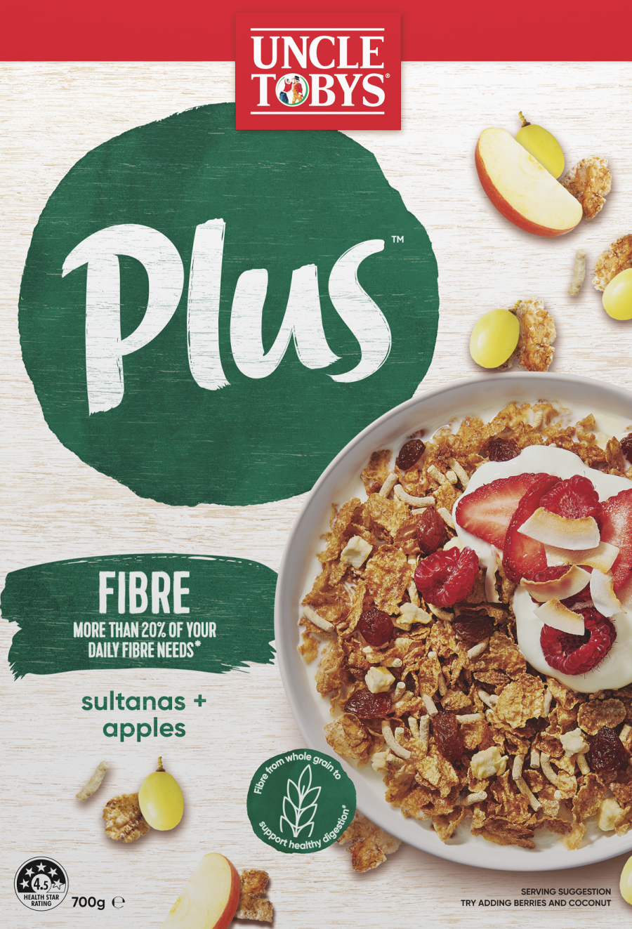 Uncle Tobys Plus Cereal Fibre Apple & Sultanas 700g