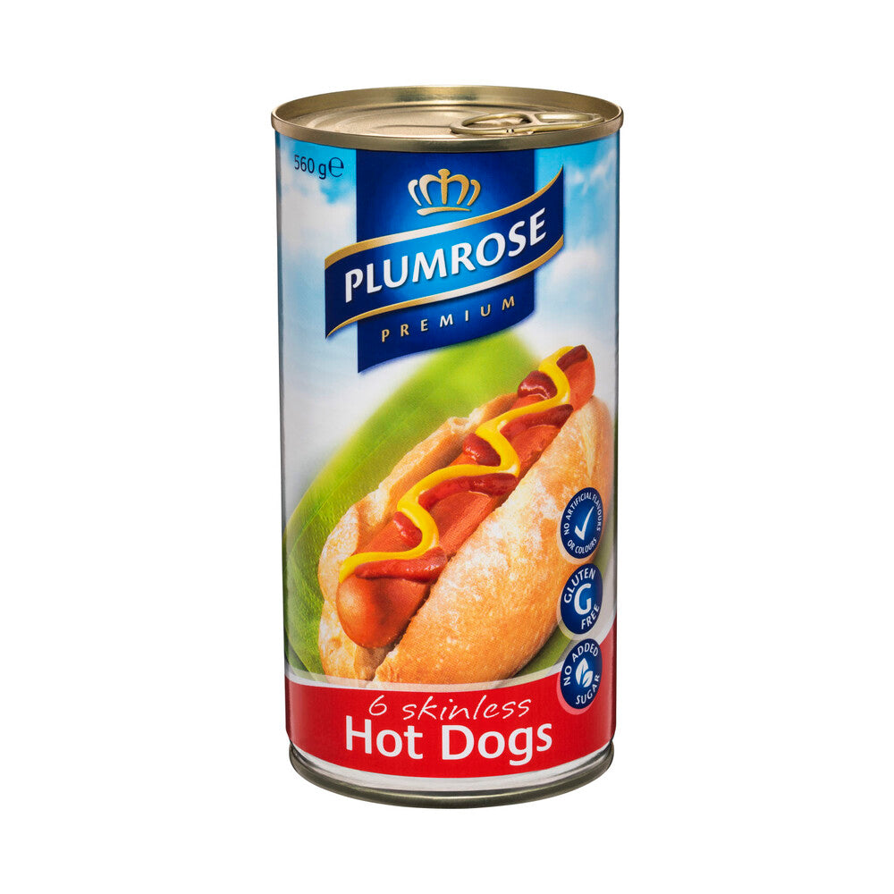 Plumrose Hot Dogs Skinless 560g