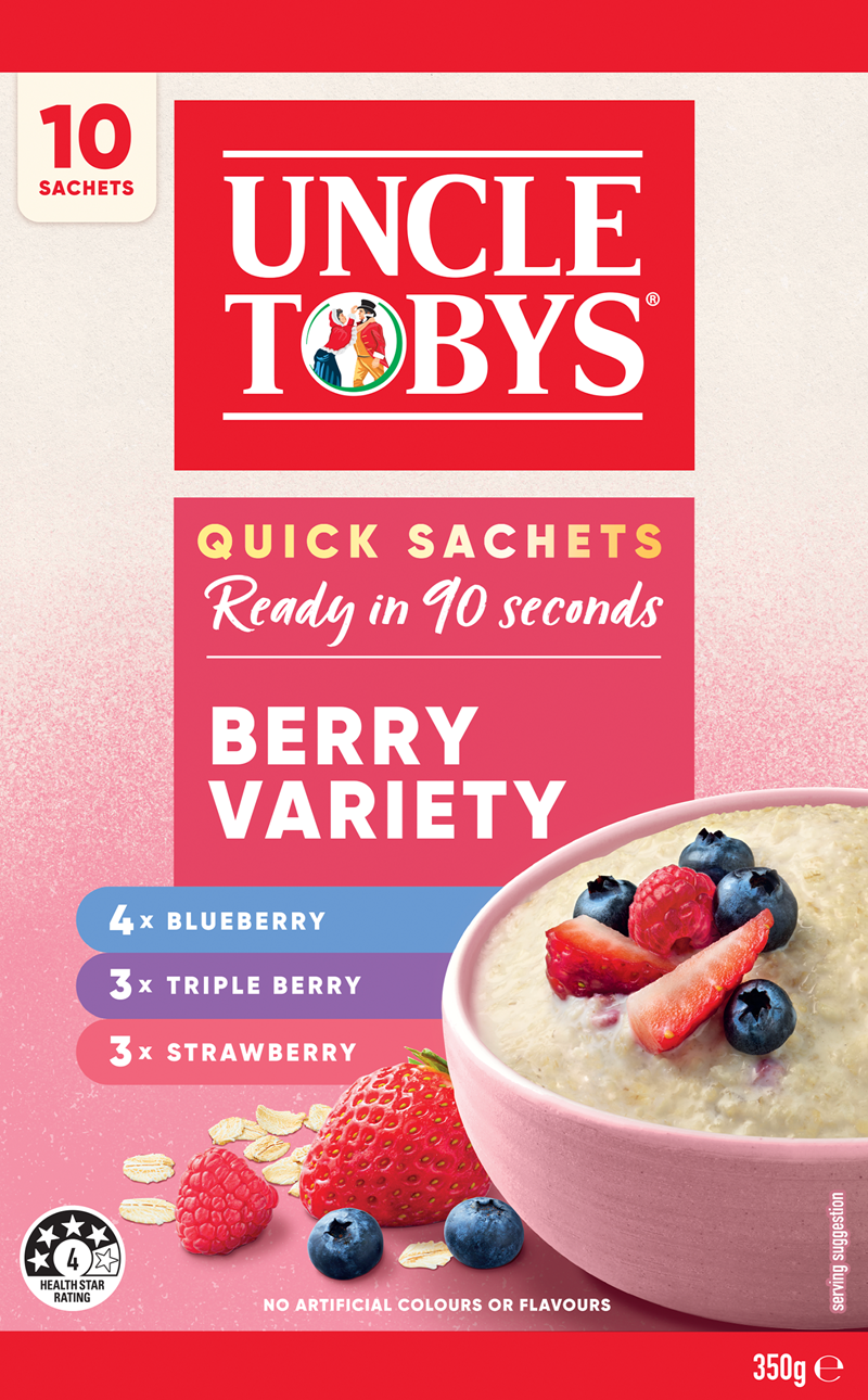 Uncle Tobys Quick Oats Berry Variety 10pk