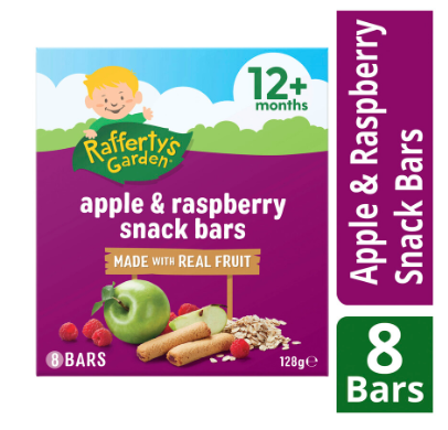 Raffertys Fruit Snack Bar Apple & Raspberry 12+mths 8pk 128g