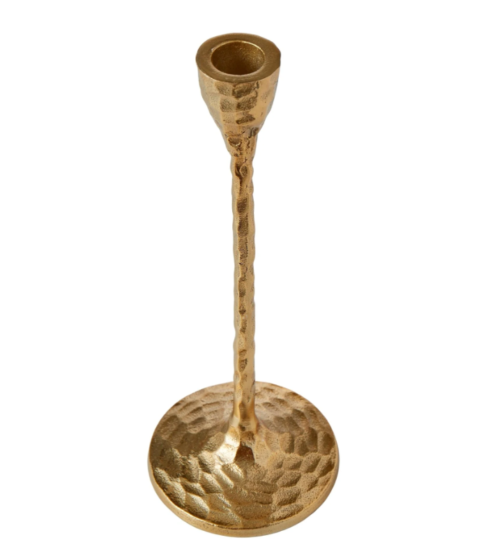 Society Home Gold Leopard Beaten Metal Candle Holder 10x10x27cm