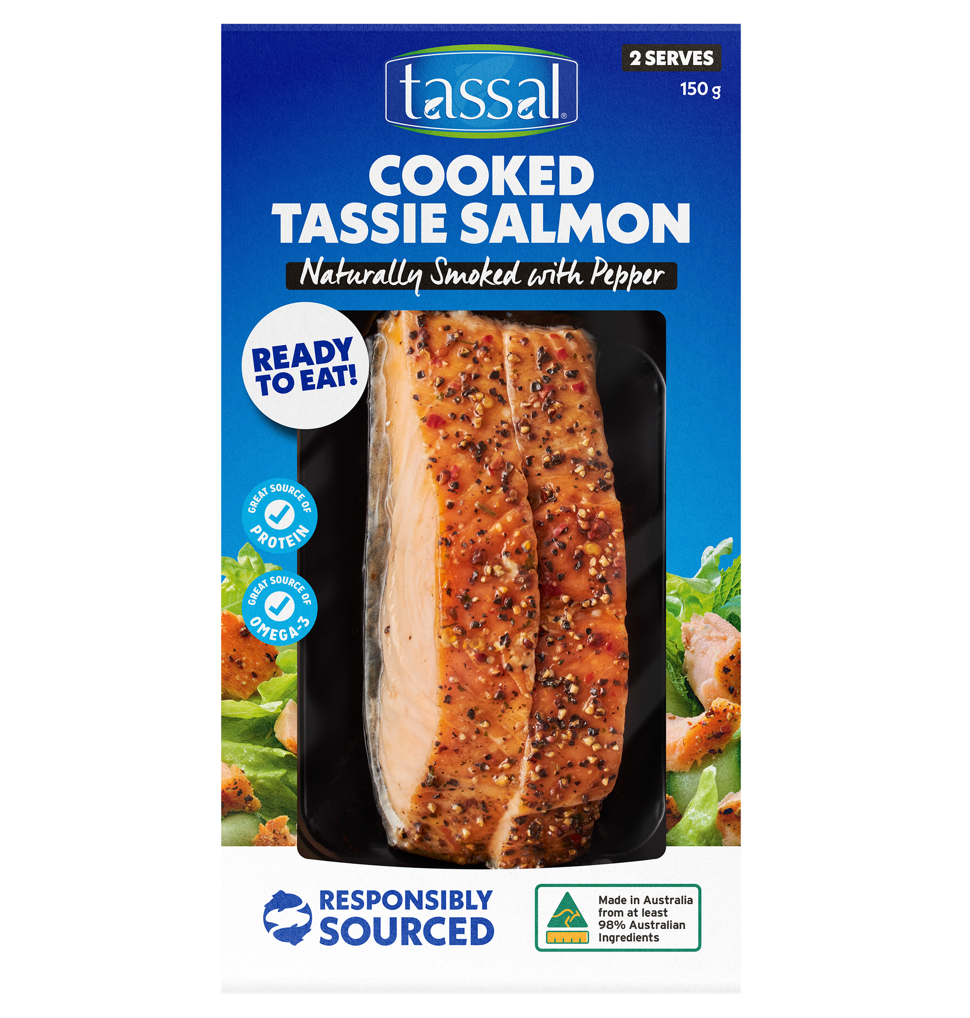 Tassal Cooked Tassie Salmon Smoked with Pepper 150g