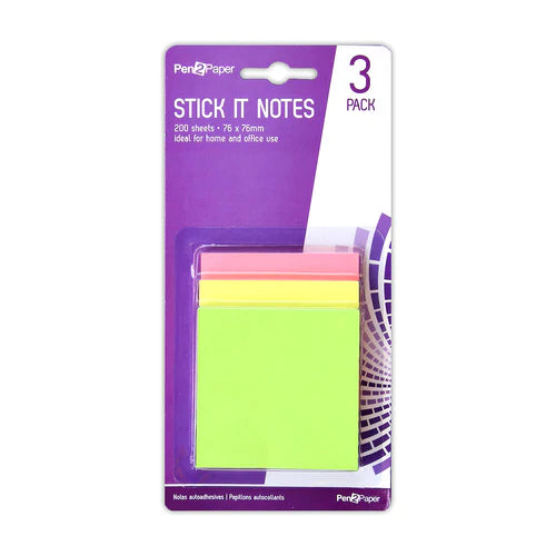 Pen 2 Paper Stick It Notes 3 Pack 200 Sheets