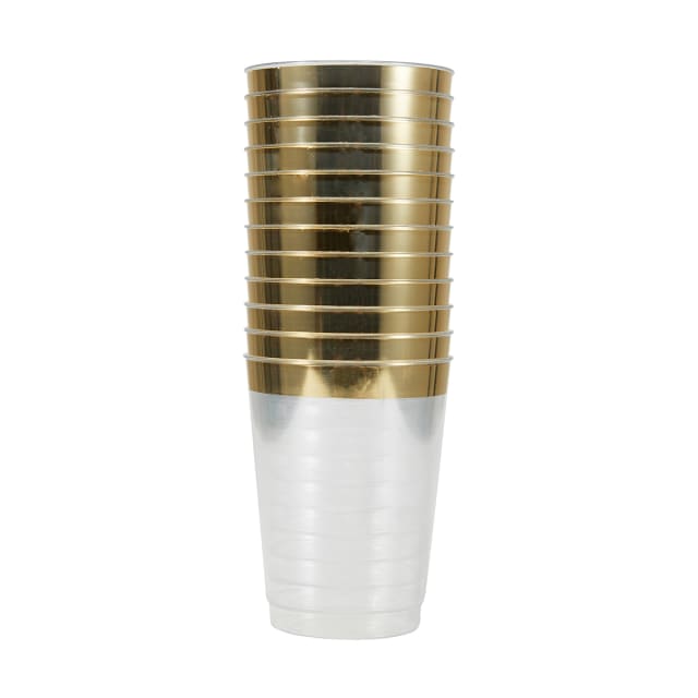 Gold Rim Plastic Cup 12pk