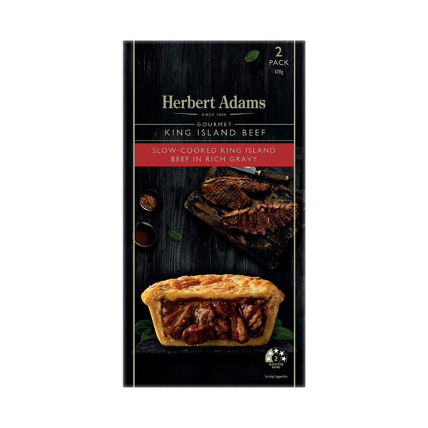 Herbert Adams Pies Slow Cooked King Island Beef 2pk 420g