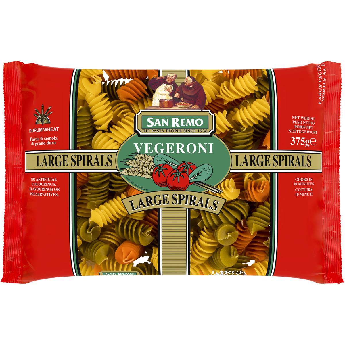 San Remo Vegeroni Large Spirals 375g