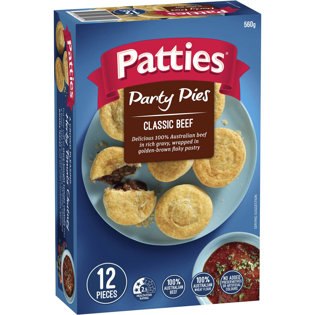 Patties Party Pies Beef 12pk 560g