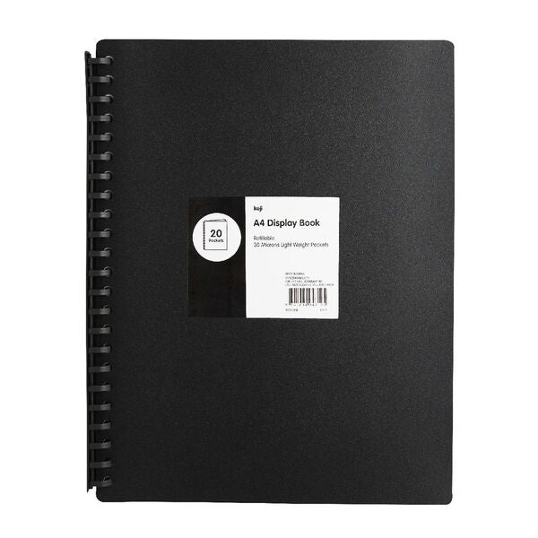 Keji A4 Black Display Folder 20 pocket