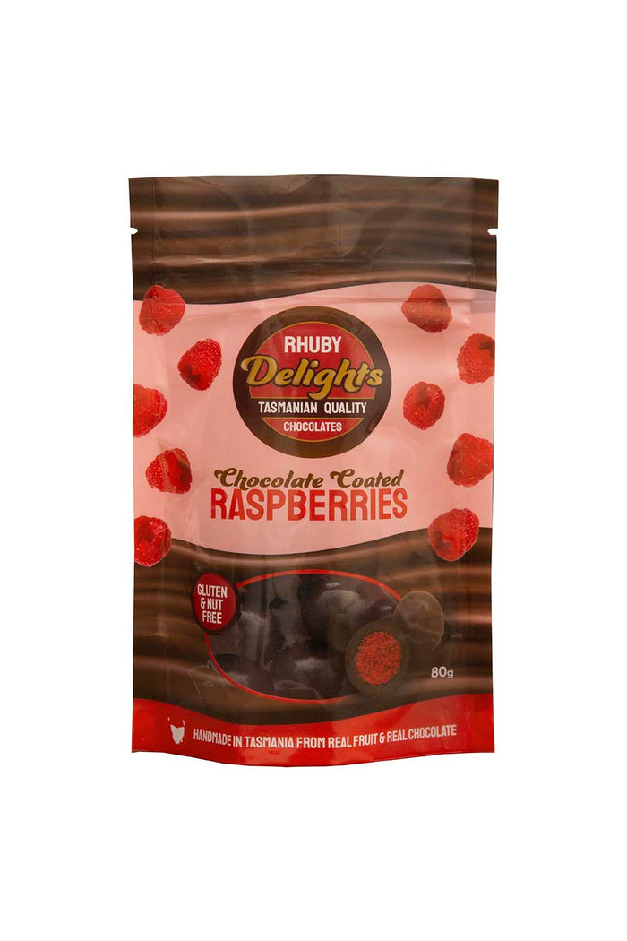 Rhuby Delights Chocolate Coated Raspberries 80g