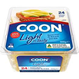 Coon Cheese Slices Tasty Light 24pk 500g