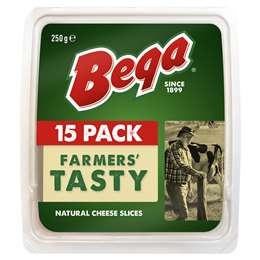 Bega Cheese Slices Tasty 15pk 250g