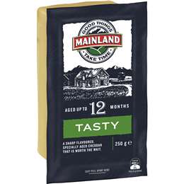 Mainland Cheddar Cheese Block Tasty 250g