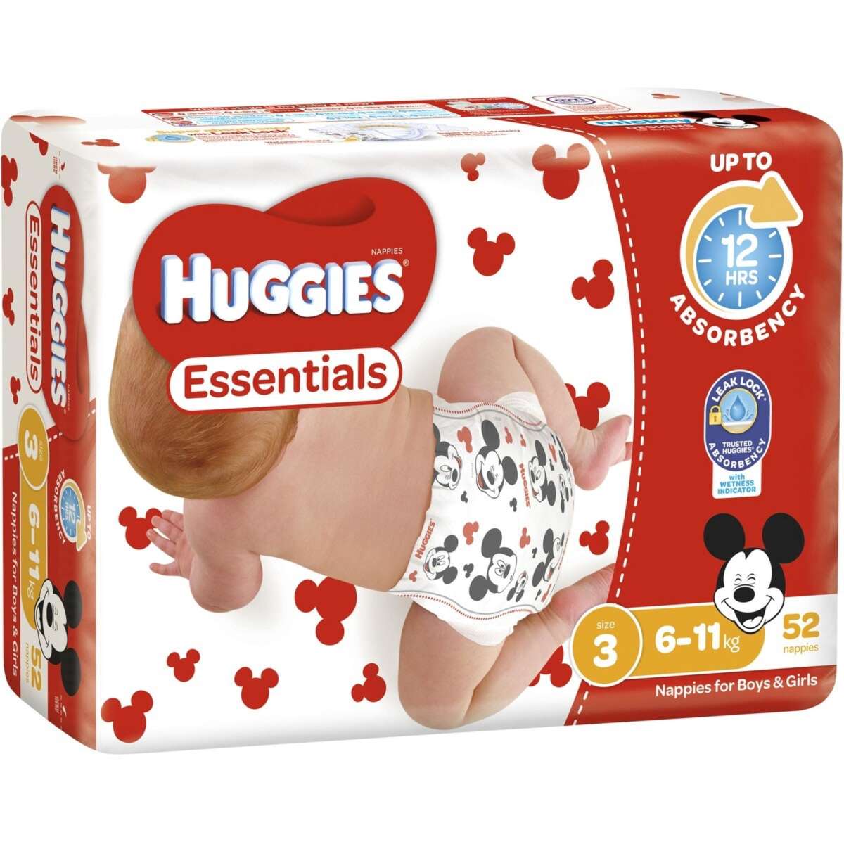 Huggies Essentials Nappies Size 3 Crawler 6-11kg 52pk