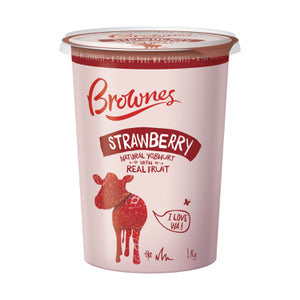 Brownes Natural Yoghurt Strawberry 1kg