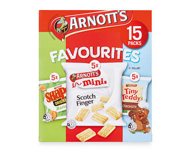 Arnotts Favourites BBQ Shapes Scotch Finger Tiny Teddy 15pk 375g