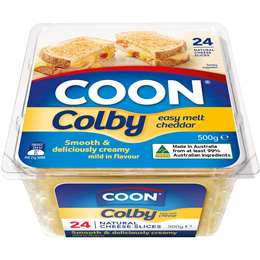 Coon Cheese Slices Colby 24pk 500g