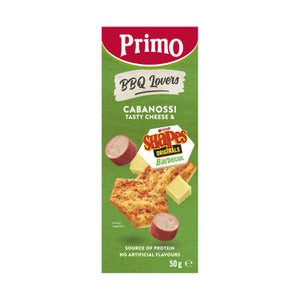 Primo Trios Cabanossi Cheese & Arnotts BBQ Shapes 50g