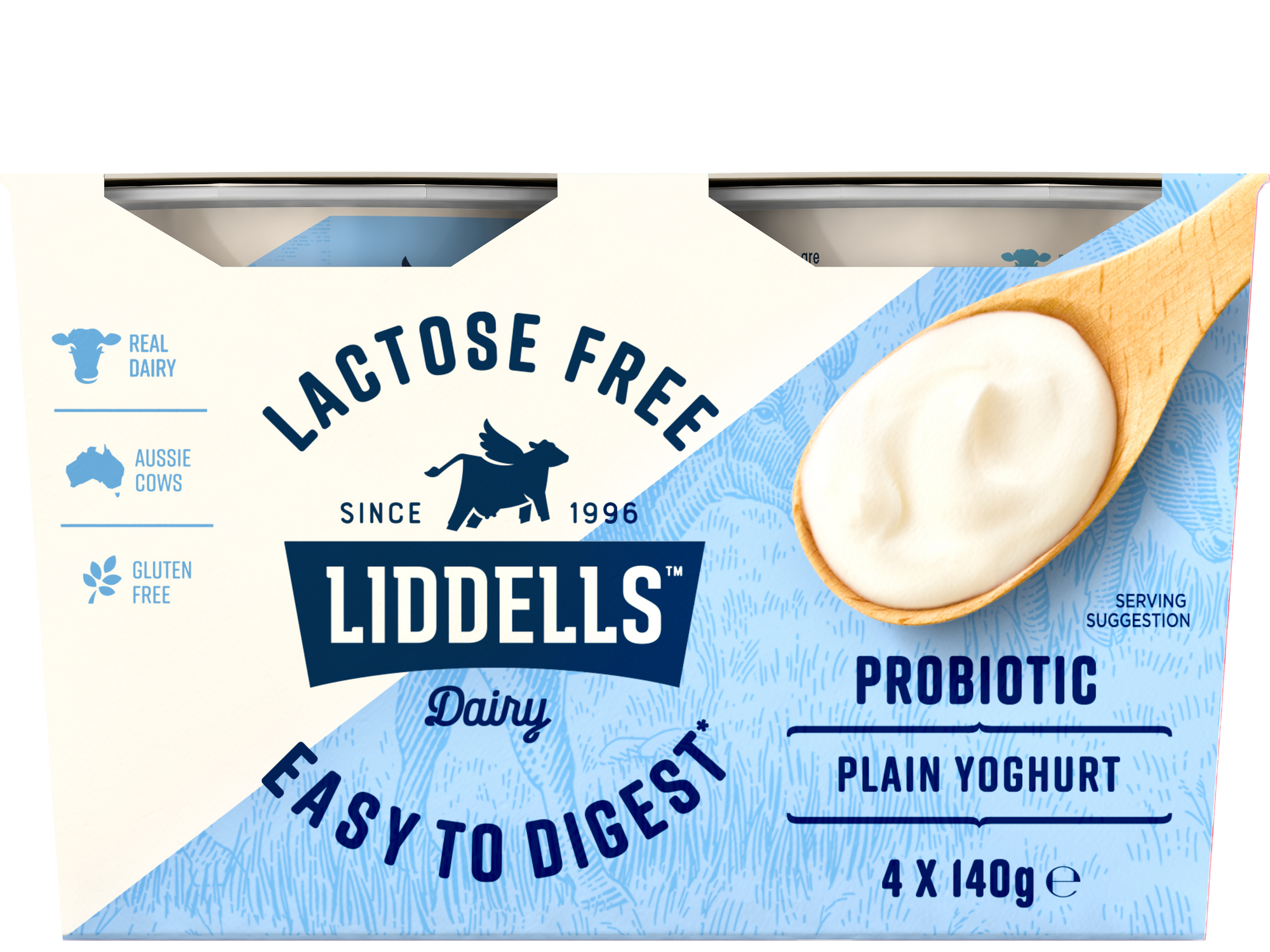 Liddells Lactose Free Plain Yoghurt 140g 4pk