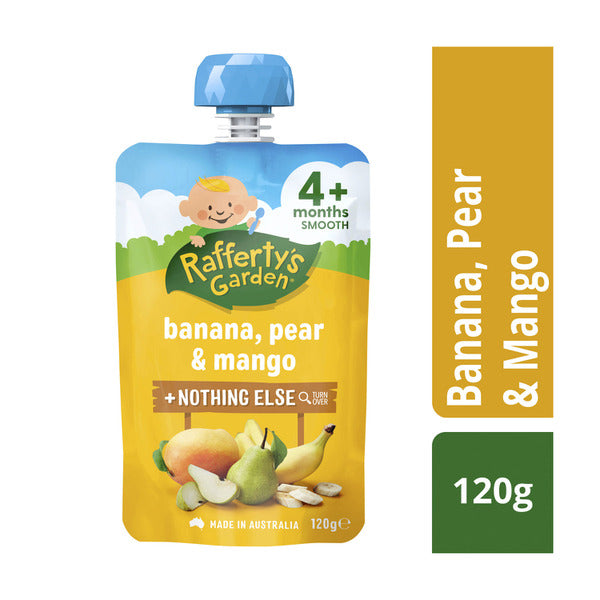 Raffertys Garden Puree Banana Pear Mango 4mth+ 120g