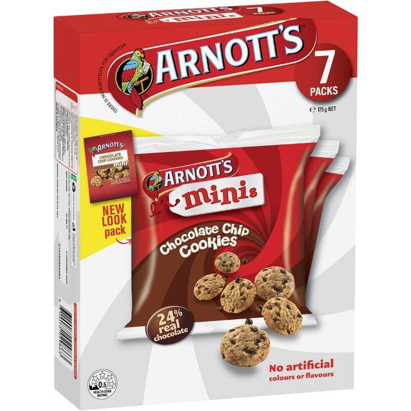 Arnotts Cookies Mini Choc Chip Multipack 7pk 175g