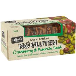 Olinas Artisan Cracker Cranberry Pumpkin Gluten Free 100g