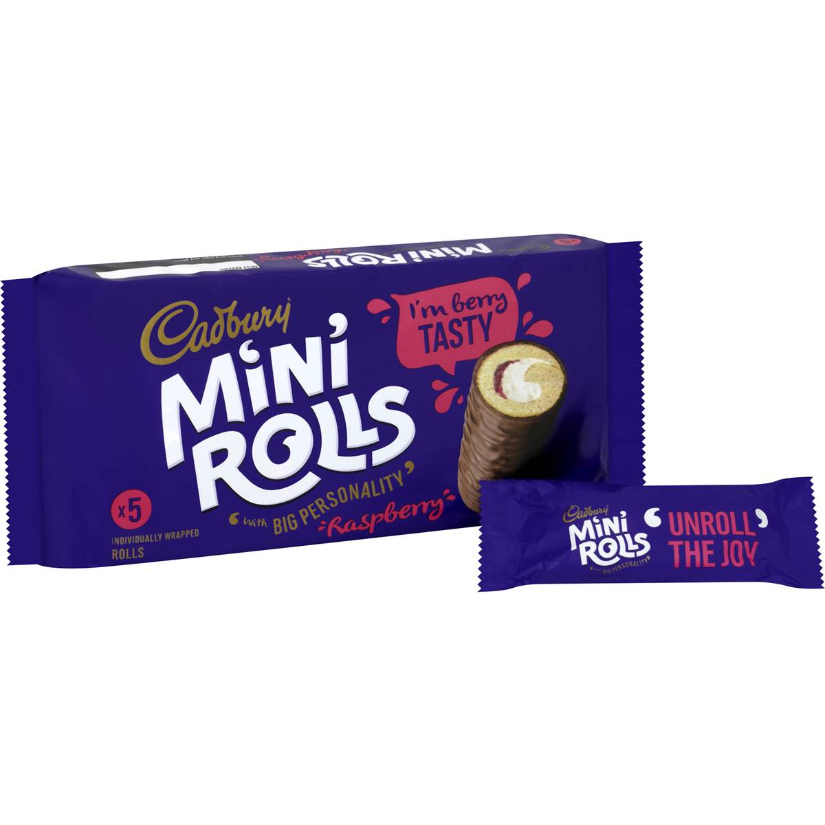 Cadbury Mini Rolls Raspberry 5pk 120g