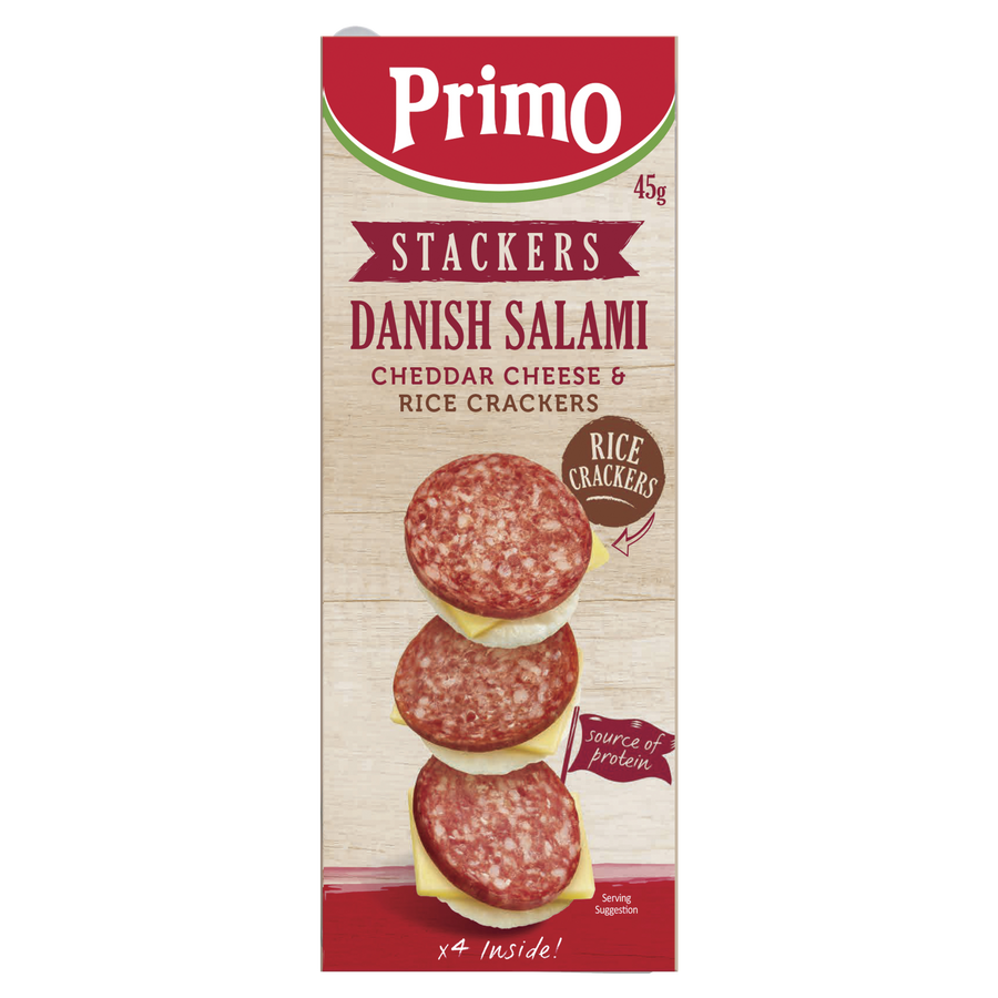 Primo Stackers Danish Salami  with Cheddar Cheese & Crackers 45g