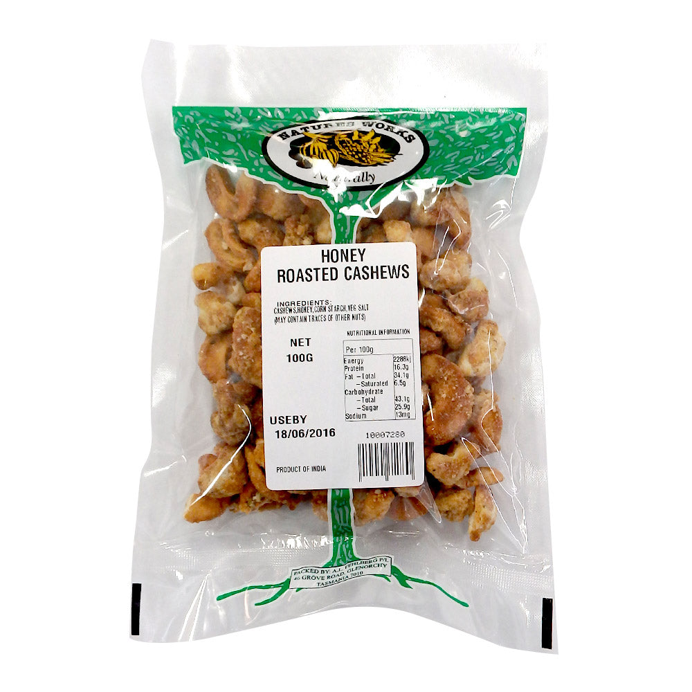 Natures Works Honey Roasted Cashews 100g