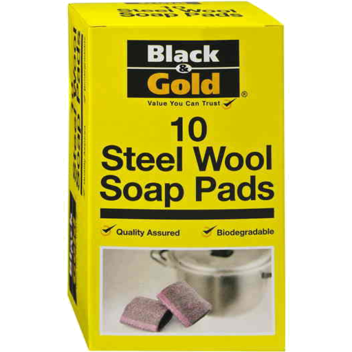 Black & Gold Steel Wool Soap Pads 10pk