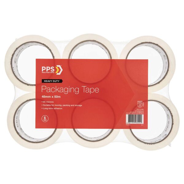 PPS Packaging Tape 48mm x 50m 6pk