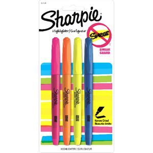 Sharpie Fluo Highlighter Assorted Colours 4pk