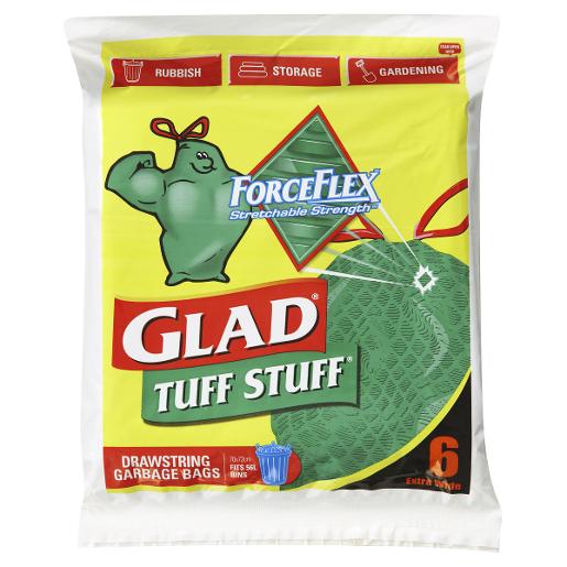 Glad Garbage Bags Tuff Stuff Drawstring 70x72cm 6pk