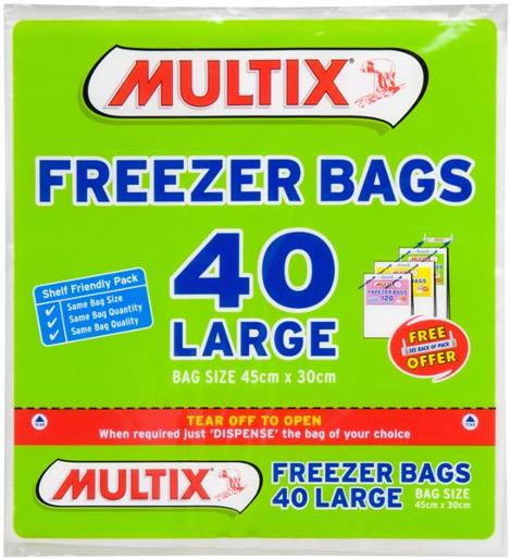 Multix Freezer Bags Large with Handles 30pk